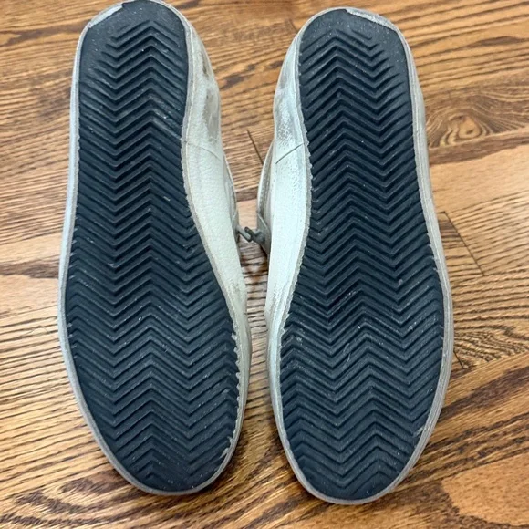 Golden Goose Mid Star High-Top Sneakers - Gray & White with turquoise/hot pink - Picture 4 of 7